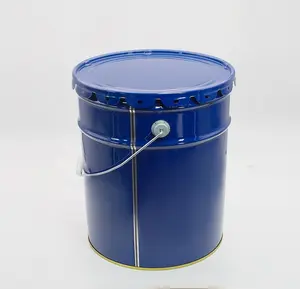 CMYK-impresión personalizada, contenedores de metal de 5 galones, 19l, 20L, litros, cubos para tambores, con tapas y asas
