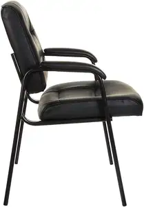 2024 Chine usine moins cher chaise d'invité de bureau en cuir classique avec chaise de visiteur à cadre en métal
