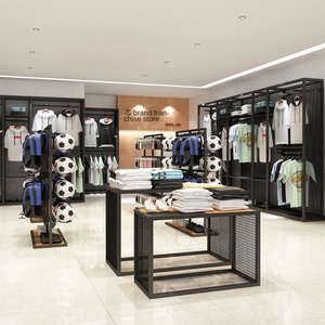 Diseño de <span class=keywords><strong>Tienda</strong></span> Completo: Estantería Metálica Ecológica para Artículos Deportivos, con Placa Trasera para Montaje en Suelo y Pared, Estante para Ropa Masculina para Tiendas de Ropa - Product Image 2