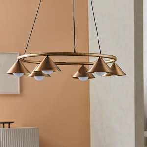 Modern Brass <b>Chandelier</b> Round Led Warm <b>Light</b> For Living Room And Dining Room - Product Image 1