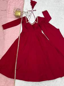 Ensemble Anarkali en soie Chanderi pure, coupe évasée, avec dupatta, prêt-à-porter, pour femme, idéal pour les fêtes, prix de gros - Product Image 5