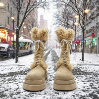 Bottes d'hiver pour femmes, bottes de neige à hauteur de genou, imperméables, plateforme, talon haut, bottes chaudes avec doublure en fourrure