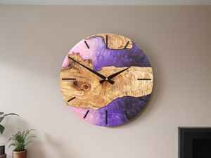 Horloge murale moderne en résine et en bois, faite à la main, élégante, durable, élégante et fonctionnelle, parfaite pour le salon, la chambre à coucher - Product Image 6