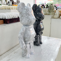 Pierre de marbre naturel moderne sculptée Fashion Home Decor Panda Grey Bear Sculptures Marble BearBrick Statue