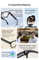 Lunettes audio intelligentes tout-en-un M08T, 1080P, étanches IP68, enregistrement photo/vidéo, enregistreur vocal, assistant IA, lunettes mains libres