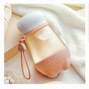 Portable Creative Glass Cup With Carrying Strap Large Capacity Water Bottle For Travel Gift Cup With Straw - Product Image 1