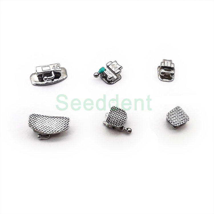 Orthodontic Bondable Mesh Base Metal Self-Ligating Bracket with Buccal Tube / Dental Orthodontic Self-ligating Bracket