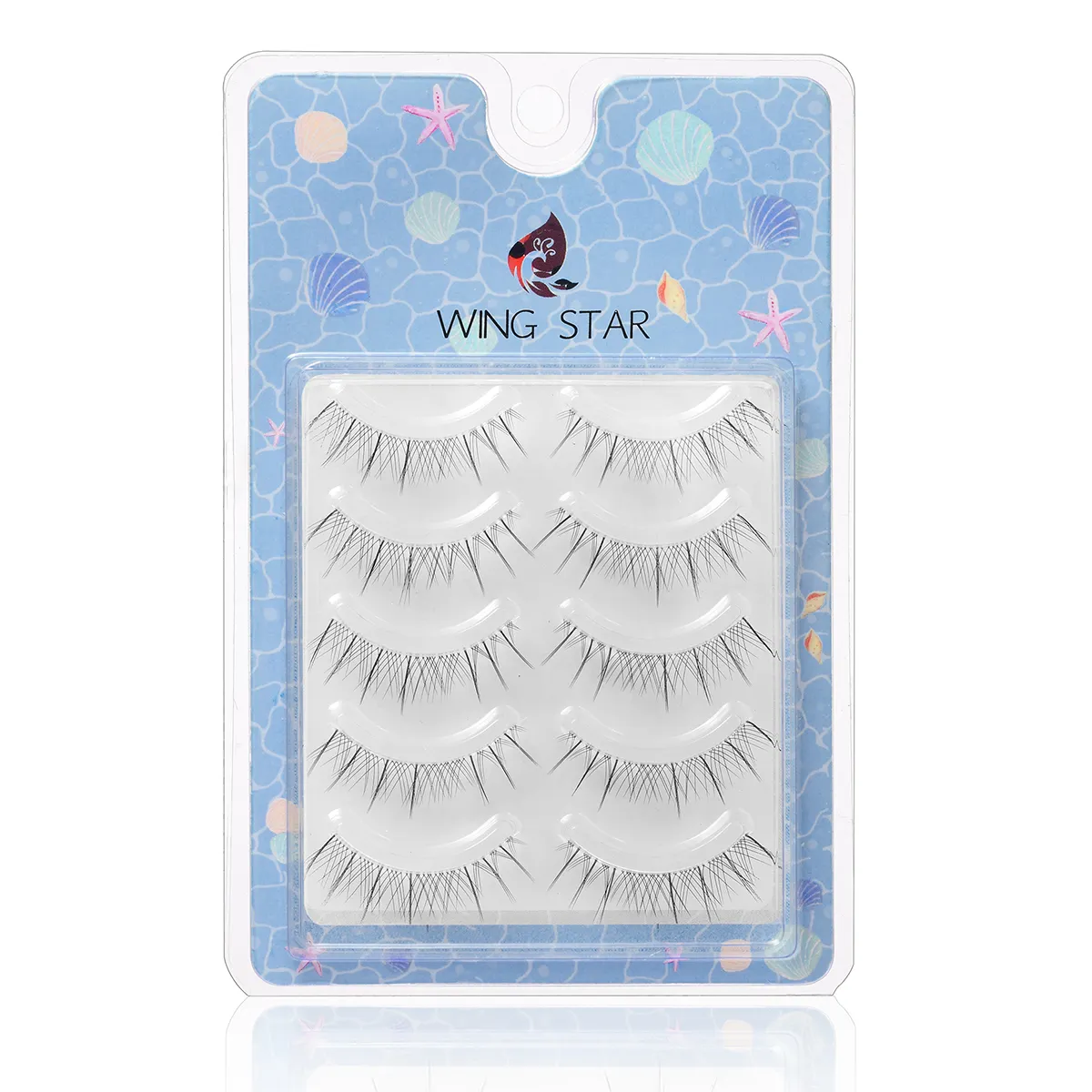 Qingdao Wingstar Hot Selling Wreedheid Gratis Sample Serie 2023 Strip Lash Wimpers Blauwe Serie WSCB-004