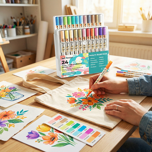 <span class=keywords><strong>Pennarelli</strong></span> <span class=keywords><strong>Acrilici</strong></span> 48 Colori, 24 Pennelli Morbidi a Doppia <span class=keywords><strong>Punta</strong></span> e Doppio Colore, Materiali Artistici Professionali per Fai da Te e Artigianato - Product Image 6