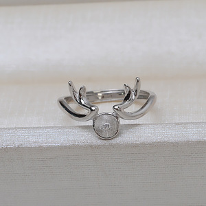 Handmade S925 Silver Open <b>Ring</b> DIY Deer Antler Deer Live <b>Pearl</b> Hollow Holder Accessories 142 - Product Image 3