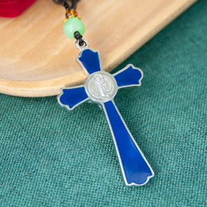 Pendentif <span class=keywords><strong>Croix</strong></span> de Rosaire <span class=keywords><strong>en</strong></span> Alliage de Zinc Émaillé, Crucifix Émaillé Motif Jésus pour Usage Quotidien, Prière à l'Église, Cadeau - Product Image 4