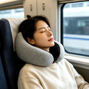 Almohada de Viaje con Forma de Caracol, Diseño Ergonómico, Espuma Viscoelástica, Almohada de Cuello Enrollable Ajustable y Compresible para Avión, Oficina y Descanso - Product Image 1