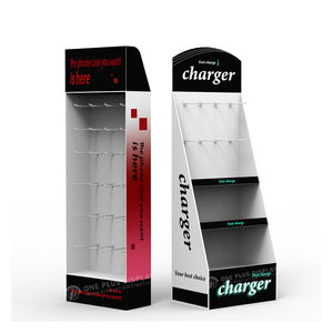 حامل عرض كرتوني للسوبر ماركت، رف عرض أرضي قابل للطي مع خطاف - Product Image 5