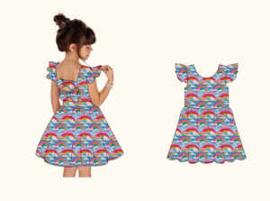 Venta al por mayor niños Flutter manga verano Twirl vestido con volantes para niños niñas 2 a 14 años <span class=keywords><strong>de</strong></span> edad estampados personalizados vestidos <span class=keywords><strong>de</strong></span> niña - Product Image 3