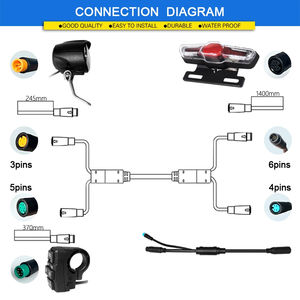Feu avant et arrière de vélo électrique, 36V, 48V, DK336/DK-15, interrupteur tournant, câble étanche, éclairage LED, pièces de vélo électrique - Product Image 6