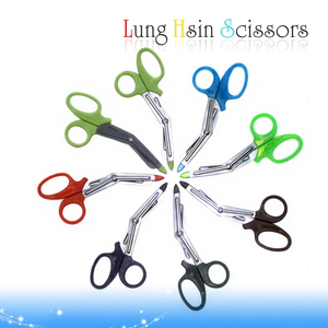 Ciseaux utilitaires en acier inoxydable de 6 pouces avec poignée métallique et bord dentelé pour atelier et découpe générale - Product Image 1