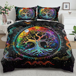 Toptan <span class=keywords><strong>3</strong></span> parça ay renkli ağaç nevresim Set ev otel yatak odası yorgan kapak yastık ile - Product Image 1