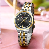 Montre de luxe pour femme 9096, style dessin animé, cadran diamanté or rose, mouvement à quartz 32 mm, bracelet en acier inoxydable 16 mm