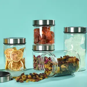 Hoge Borosilicaat Voedsel Specerij Cilinder Glazen Opslagpot Container Verzegelde Glazen Container Pot Voor Keuken