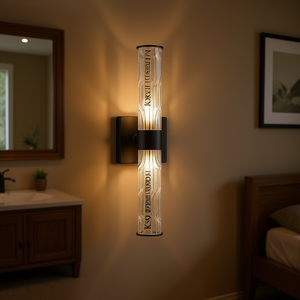 Lampada da Parete Moderna a Singola Luce, in Ferro Nero Bronzato con Paralume Cilindrico in Cristallo K9, LED E26 110V, per Bagno, Soggiorno, Camera da Letto - Product Image 2