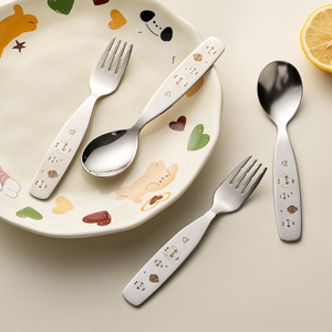 Cuillère à dîner pour enfants en acier inoxydable 304, couleur <span class=keywords><strong>argent</strong></span>ée, motif dessin animé mignon, pour la rentrée scolaire et l'usage domestique - Product Image 2