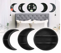 Étagère murale multifonctionnelle en bois pour salon, décoration lunaire, non pliable, montage mural, présentoir, cadre flottant