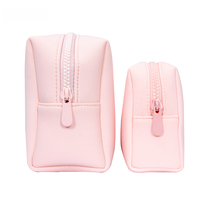 Sac à cosmétiques rose pâle à fermeture éclair, trousse de toilette élégante, étanche en PU, organiseur de maquillage avec logo personnalisé pour les voyages