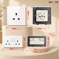 Prise murale DepoGuye moderne en verre trempé blanc, norme britannique 16A, 4 prises, 1, 2 ou 3 gangs, avec ports USB, pour maison et hôtel