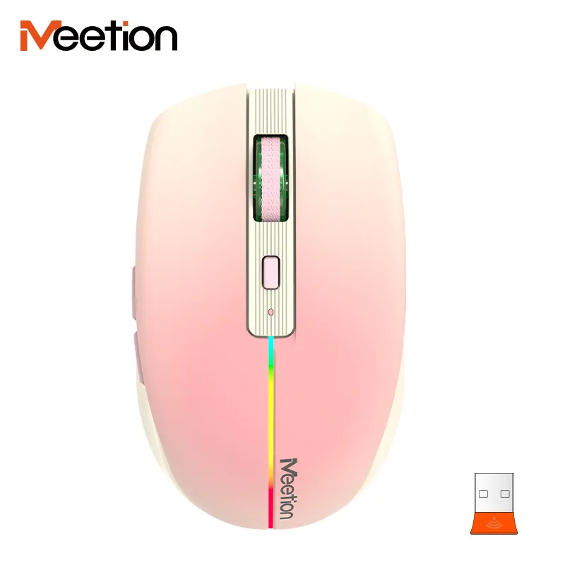 MeeTion BTM002 produttori 7 colori Laser silenzioso 2.4Ghz ottico Usb PC Computer Mouse senza fili per Desktop
