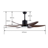 Ventilateur de plafond à moteur CC à 6 pales et 6 vitesses avec télécommande Lampe LED de 54 pouces Design moderne économe en énergie