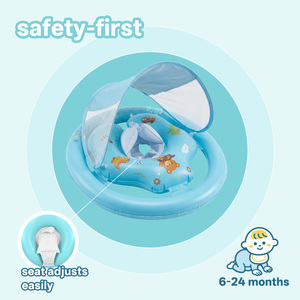 Bouée de piscine pour bébé <span class=keywords><strong>avec</strong></span> <span class=keywords><strong>auvent</strong></span> étoilé amovible, anti-retournement, siège de sécurité à double <span class=keywords><strong>chambre</strong></span>, jouet aquatique d'été pour tout-petit - Product Image 4