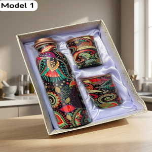 Sublimated Copper Water Bottle Gift Set Box Double Wall Portable <b>Drinkware</b> for Travel Office Business Gifts - Indian Home Crafts - Product Image 1