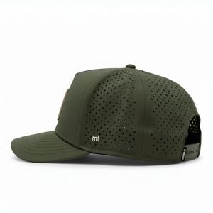 Gorra de Béisbol Deportiva Impermeable para Exteriores con Logotipo Personalizado OEM, 5 Paneles, Parche de Goma, Estructurada, con Orificios Cortados con Láser y Cierre a Presión - Product Image 3
