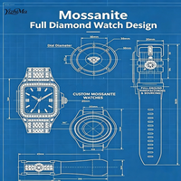 Montres mécaniques automatiques pour hommes en moissanite carrée VVS1 couleur D, étanches, avec diamants, vente en gros