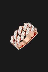 Anillo de banda estilo cubano con moissanita en tono plateado pulido, diseñado para un estilo audaz, moderno y elegante de joyería hip hop. - Product Image 6