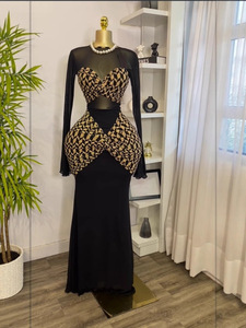 ชุดเดรสแขนยาวพิมพ์ลายเย็บปะติดปะต่อสำหรับผู้หญิงแฟชั่น - Product Image 4