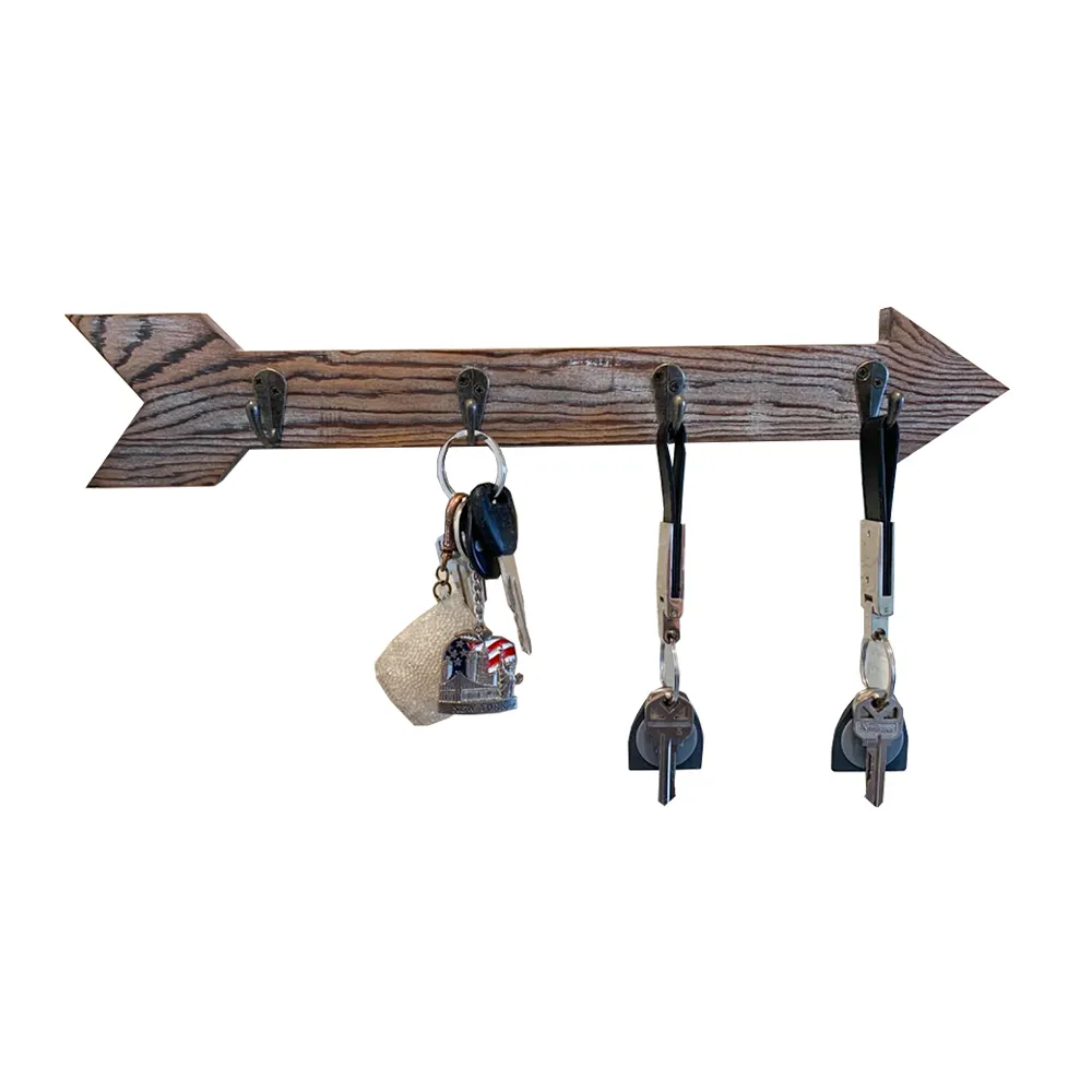Rustic Arrow Wall Decor with Hooks Wall Mounted Small Coat Rack Organizer Dog Leash Hooks Key Holder for Wall