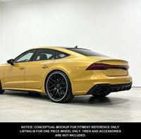 S1-00336 Geruida 18-24 Jantes de voiture en alliage d'aluminium forgé personnalisées noir mat avec bordure argentée polie, design maillé, norme DOT, pour Audi A7 RS7