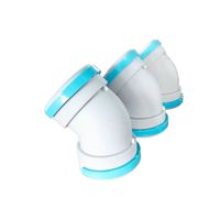 Raccord coudé De200 HDPE à emboîtement rapide 45 degrés pour conduit d'air frais, connecteur de tuyau de ventilation domestique à connexion rapide