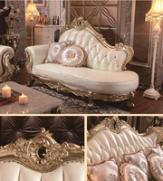 Meubles en cuir doré au style européen classique, chaise de salon, séjour de luxe, sculpture en cuir rose, 1 pièce