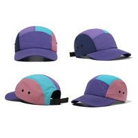 Gorra de campamento de 5 paneles de nylon color morado claro