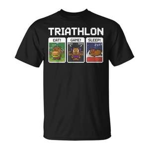 T-shirt de jeu pour garçons, triathlon, Eat Game Sleep, design Pixel Art - Product Image 1