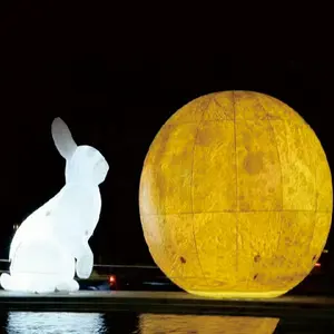 Il coniglio gonfiabile all'aperto decorativo gigante del coniglietto di pasqua ha condotto la lampada leggera dell'aerostato per il Festival di metà autunno