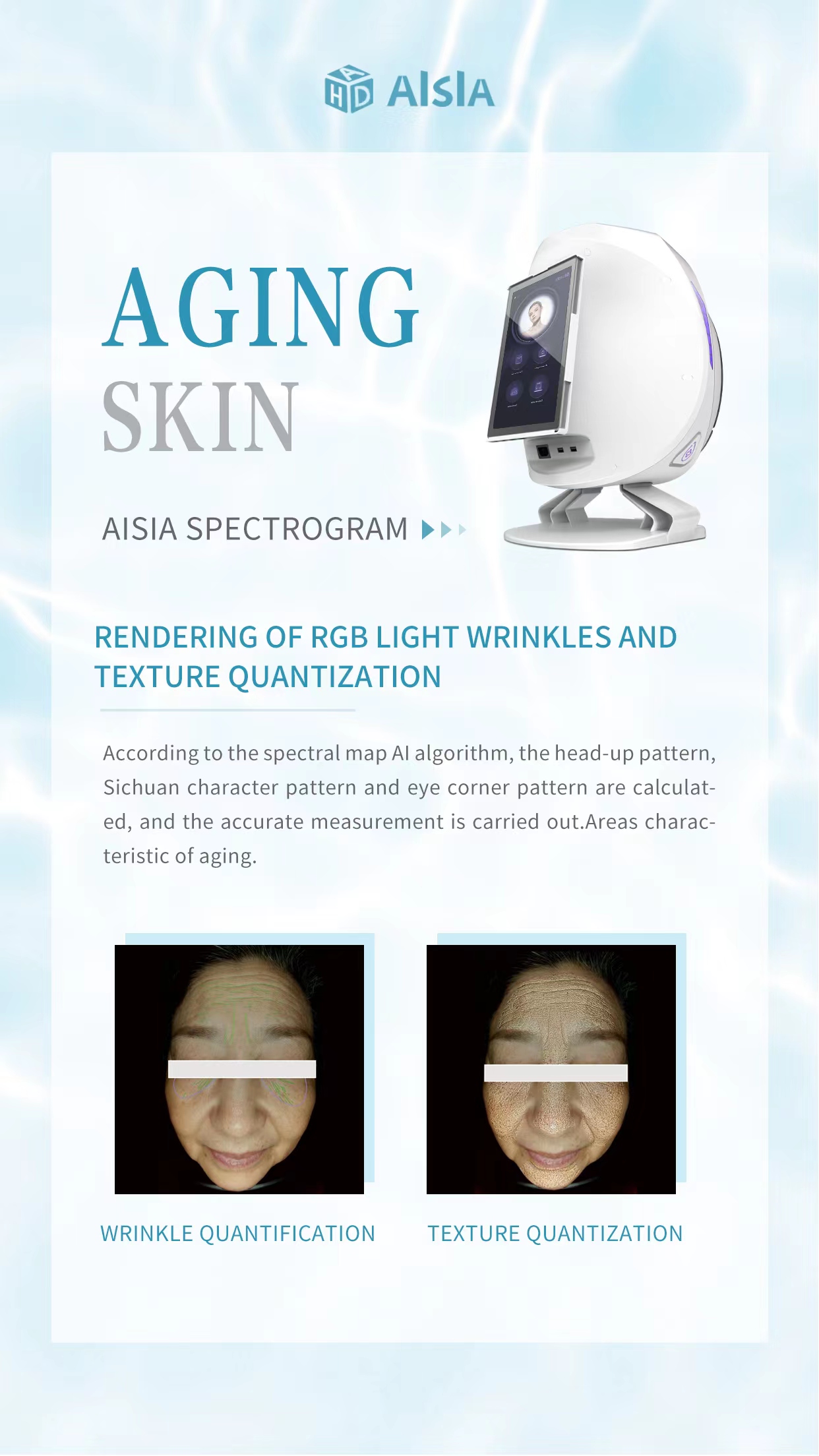 Aisia Skin Analyzer: 3D Facial Test Machine for Moisture, Acne