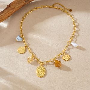 European American Style Retro Gold Plated Oval Sunflower Pendant Stainless Steel Chain Necklace Gift Jewelry - Product Image 3