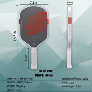 Raquette de pickleball, épaisseur 16 mm, noyau en nid d'abeille, durable, en fibre de carbone T700, pour le divertissement et l'entraînement, modèle GEN5 - Product Image 4