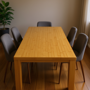 Bamboo Dining <b>Table</b> Rectangle Varnished Finish Modern Elegant Home Furniture - Product Image 2