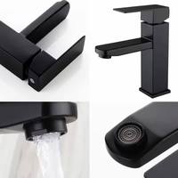Robinet de lavabo de salle de bain classique carré en acier inoxydable, mitigeur eau chaude et froide pour rénovation de salle de bain