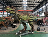 Dinosaure robotique animatronique pour projet de parc à thème, avec simulation sonore et mouvements réalistes
