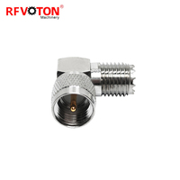 Adaptor Mini UHF Plug Male ke Mini UHF Female Jack Sudut Kanan 90 Derajat RA RF Coaxial Adaptor Rohs Langsung dari Pabrik